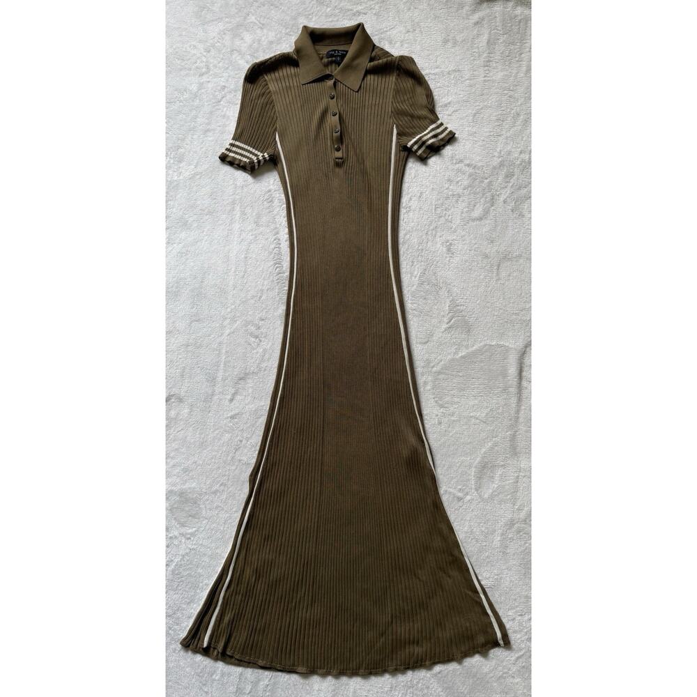 Rag & Bone Midi Peyton Polo Dress in Deep Olive Size Small